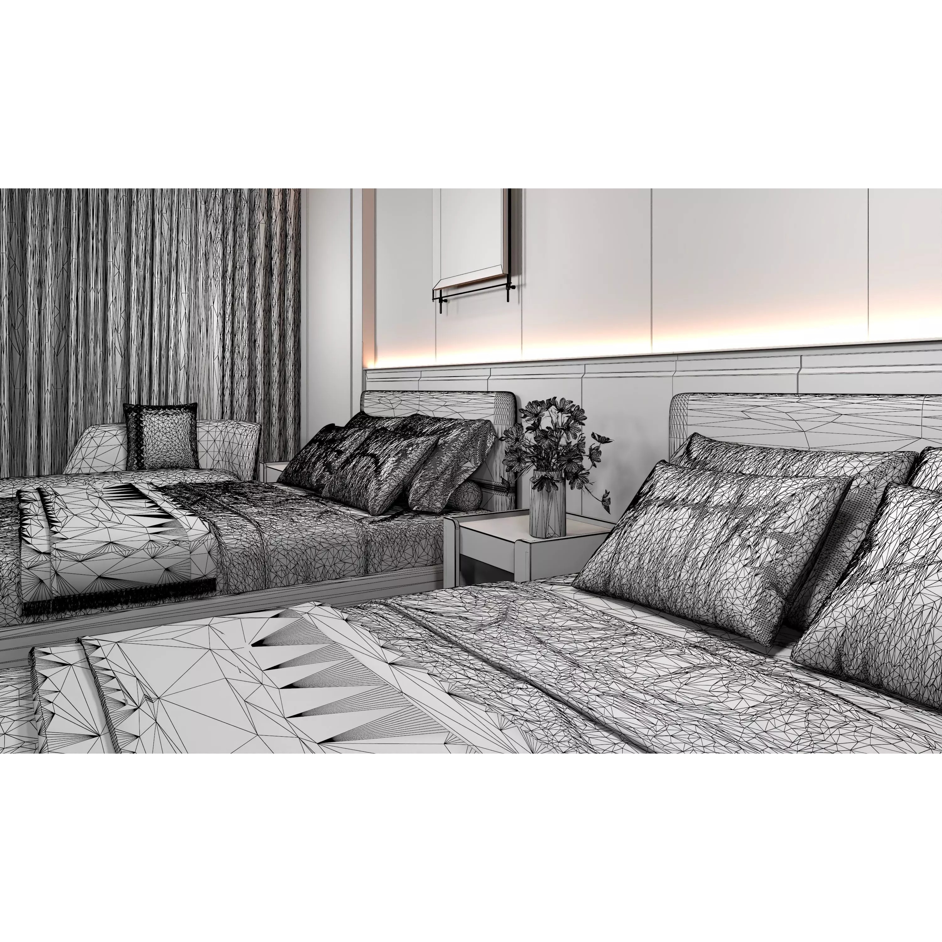 Hotel Bedroom 04 - Low-Poly Game-Ready 3D Model