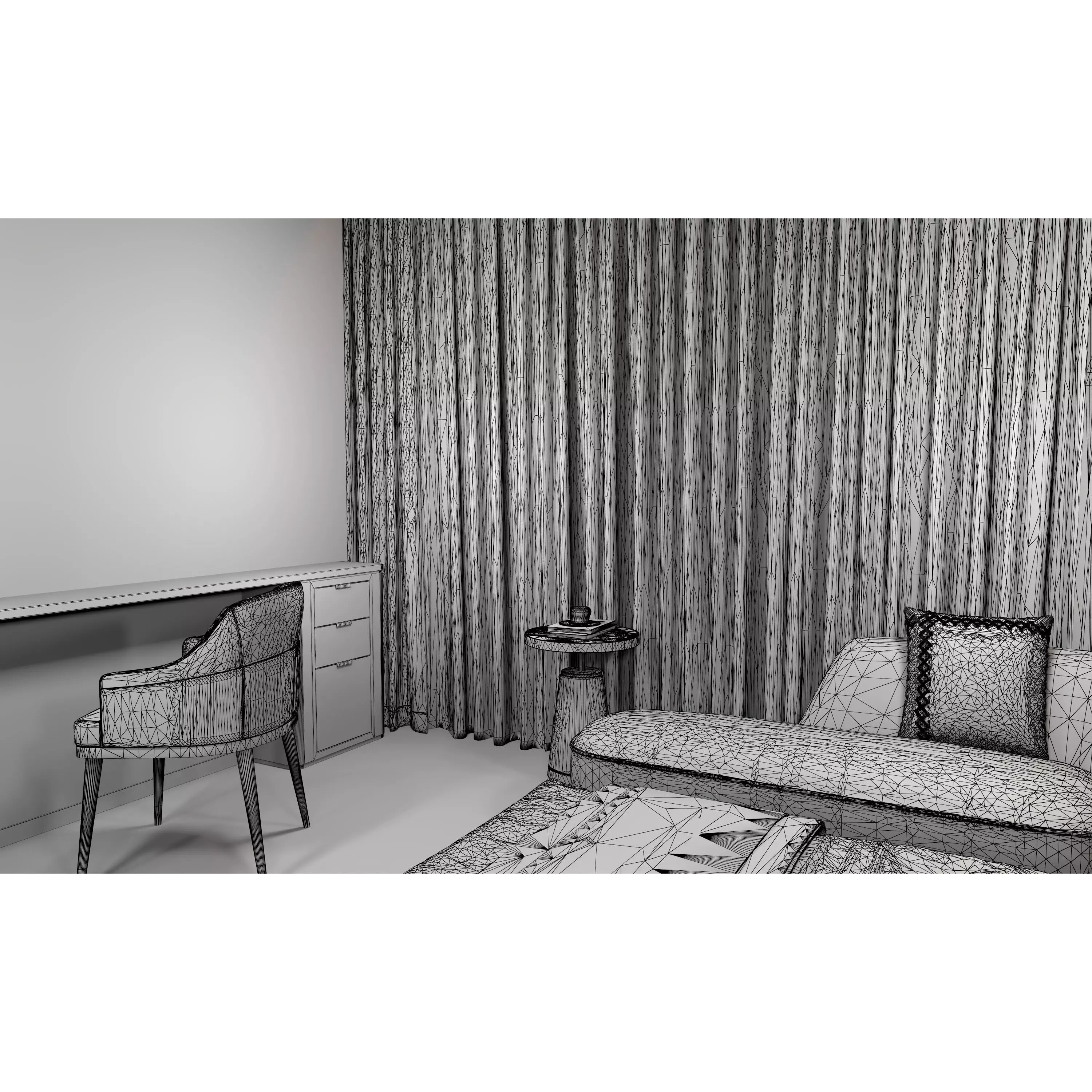 Hotel Bedroom 04 - Low-Poly Game-Ready 3D Model - View 13