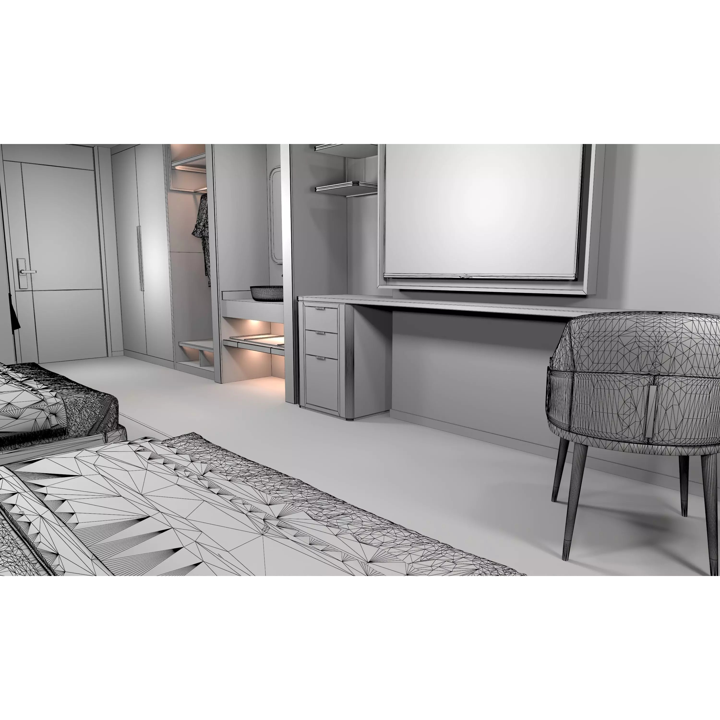 Hotel Bedroom 04 - Low-Poly Game-Ready 3D Model - View 14