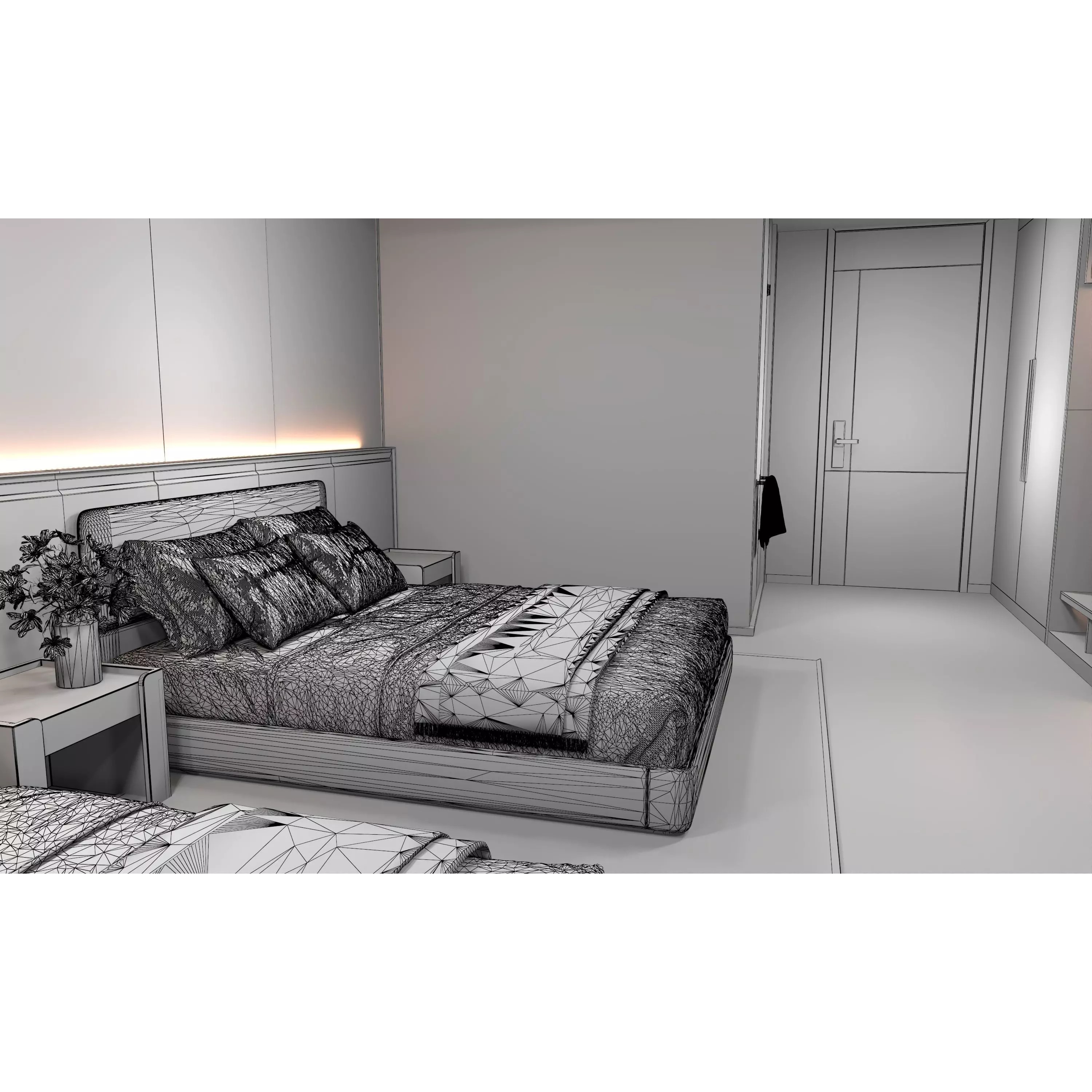 Hotel Bedroom 04 - Low-Poly Game-Ready 3D Model - View 15