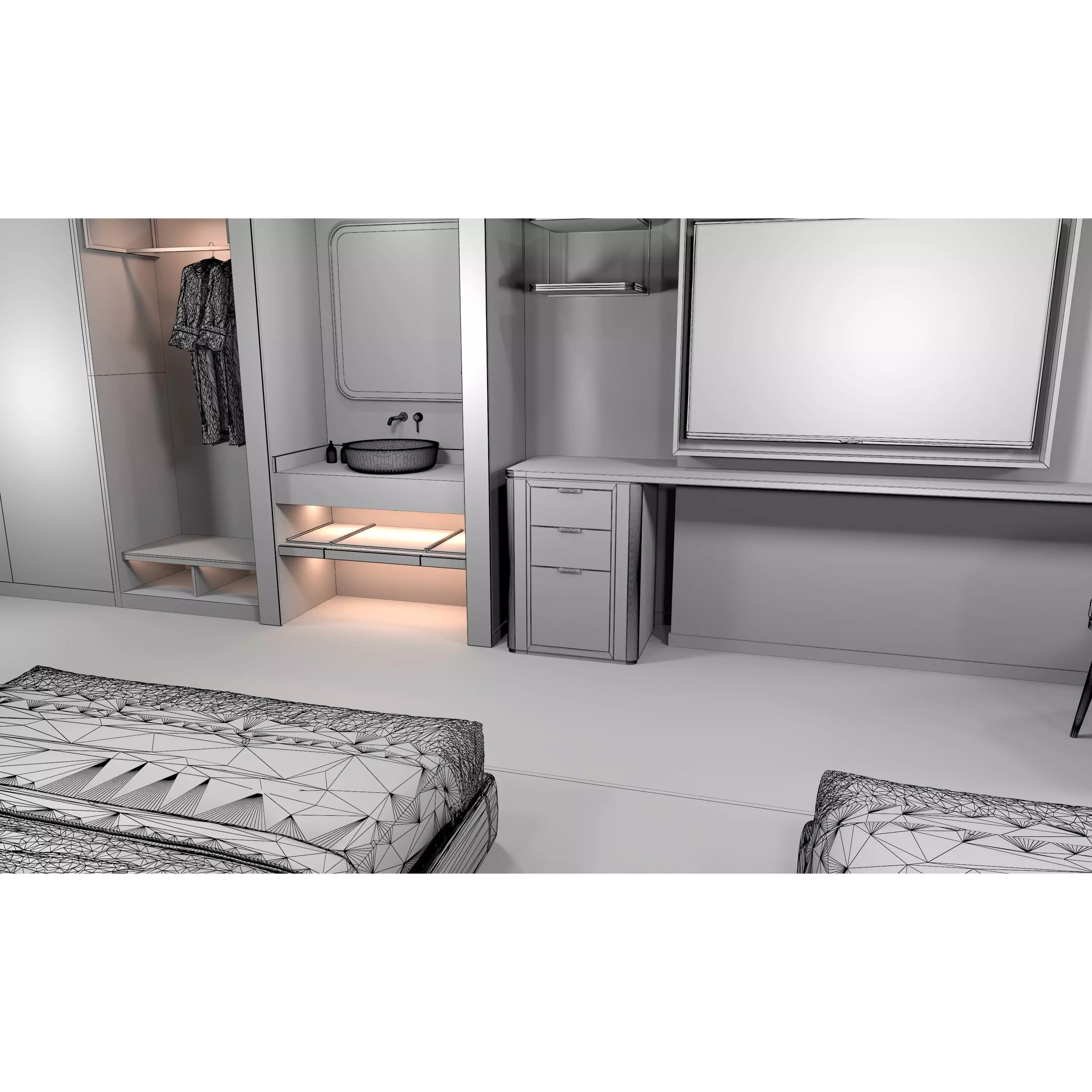 Hotel Bedroom 04 - Low-Poly Game-Ready 3D Model - View 16