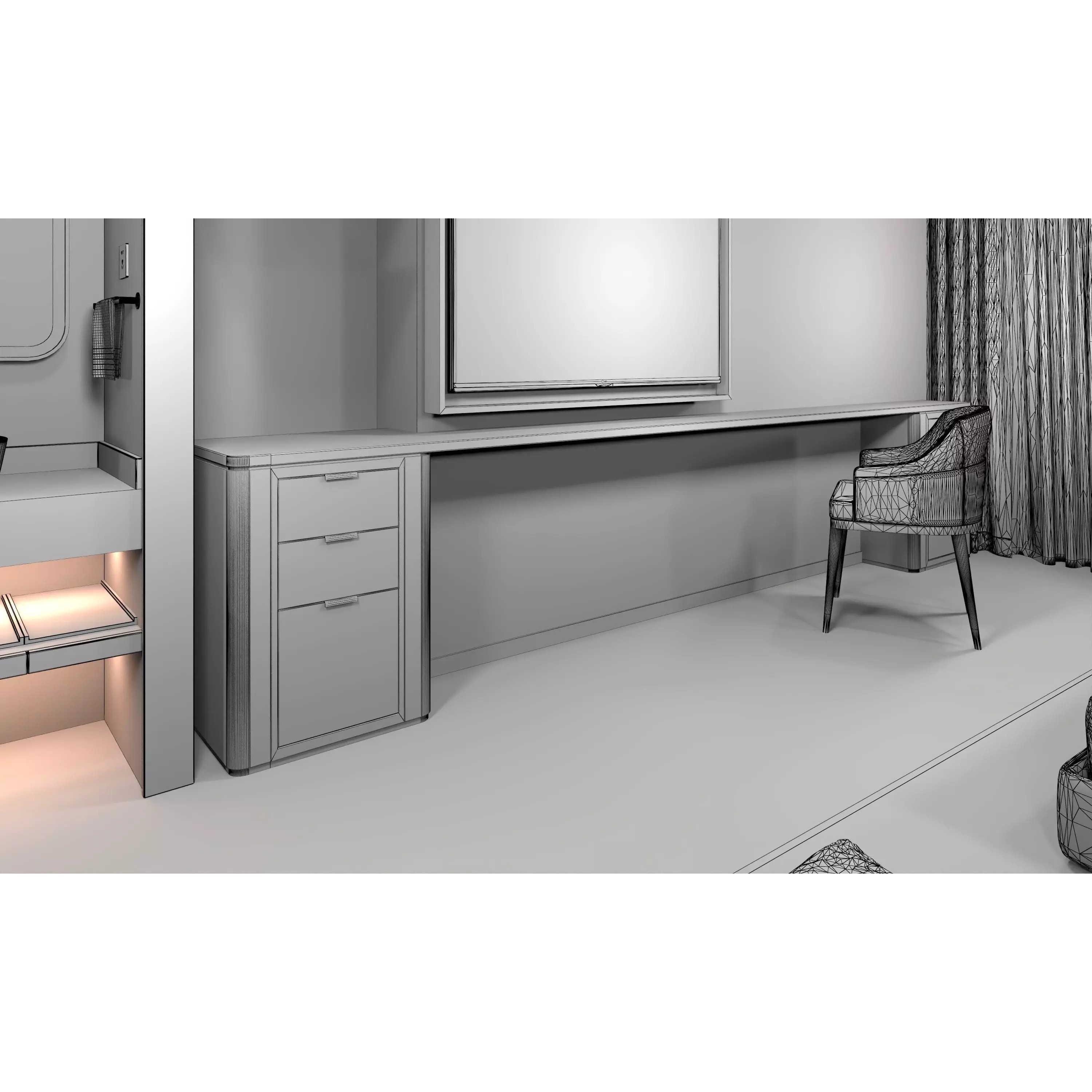 Hotel Bedroom 04 - Low-Poly Game-Ready 3D Model - View 17