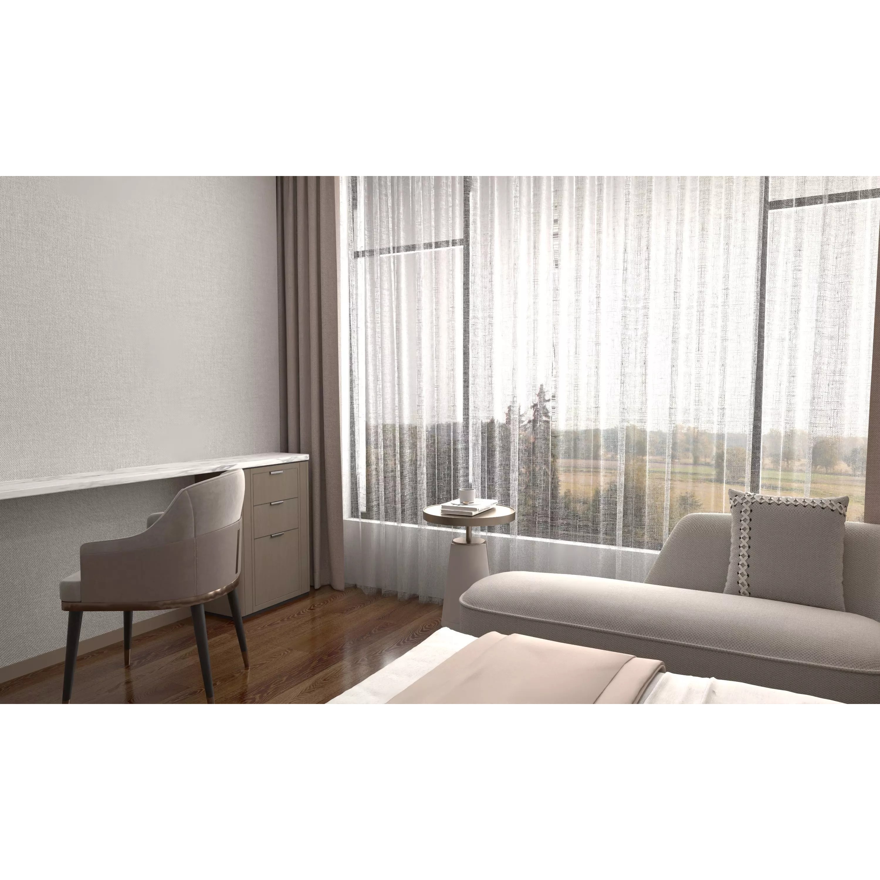 Hotel Bedroom 04 - Low-Poly Game-Ready 3D Model - View 4