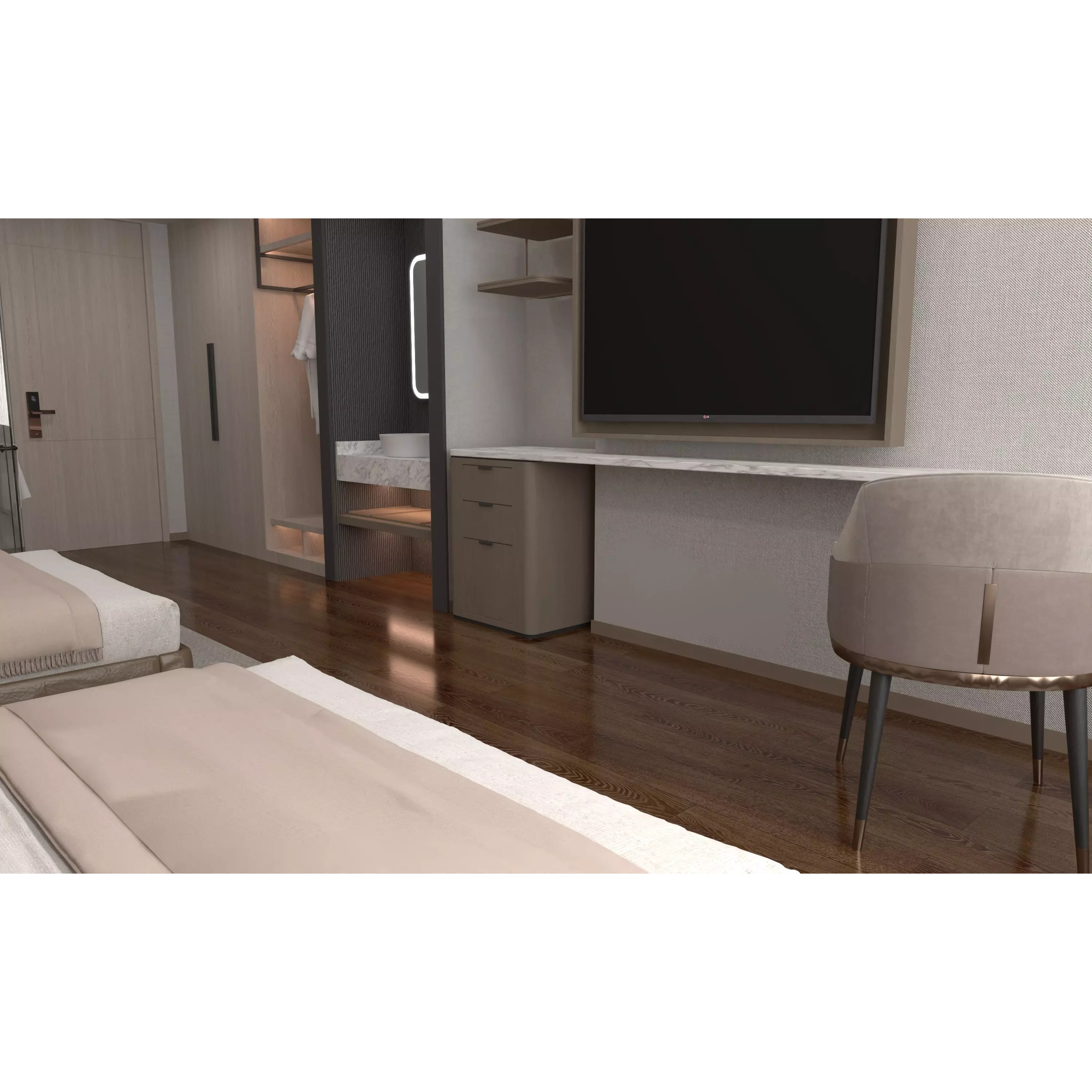 Hotel Bedroom 04 - Low-Poly Game-Ready 3D Model - View 5