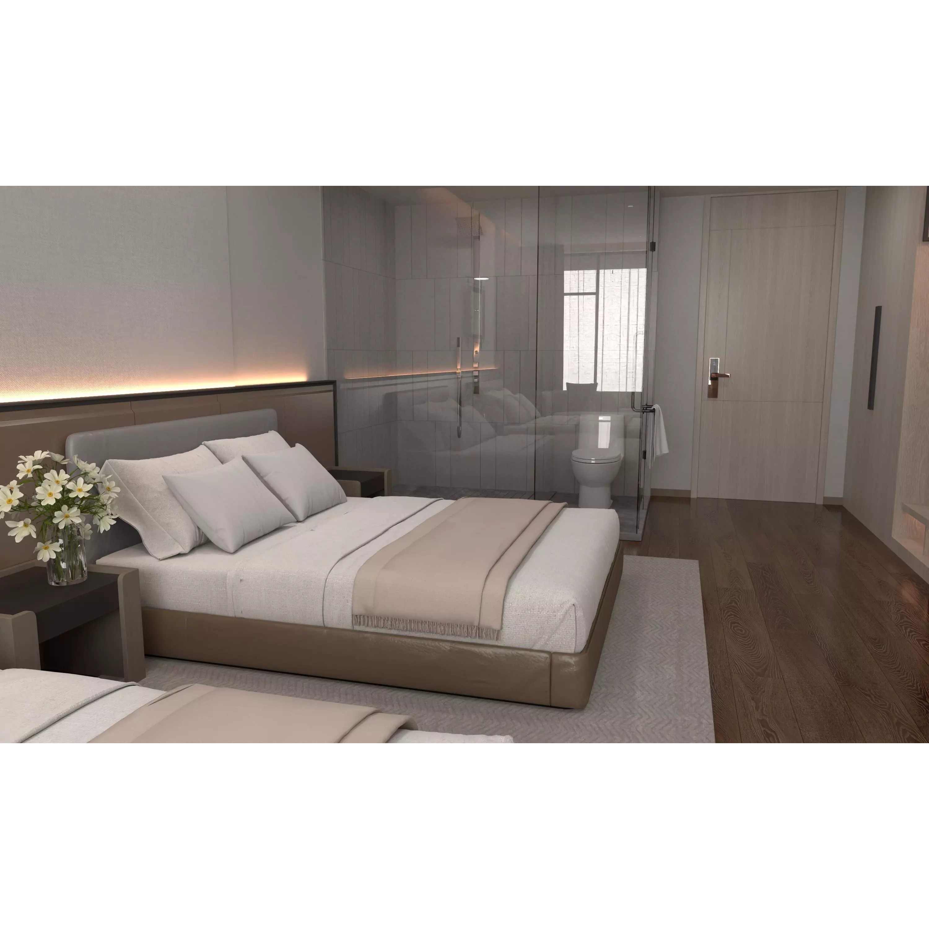 Hotel Bedroom 04 - Low-Poly Game-Ready 3D Model - View 6