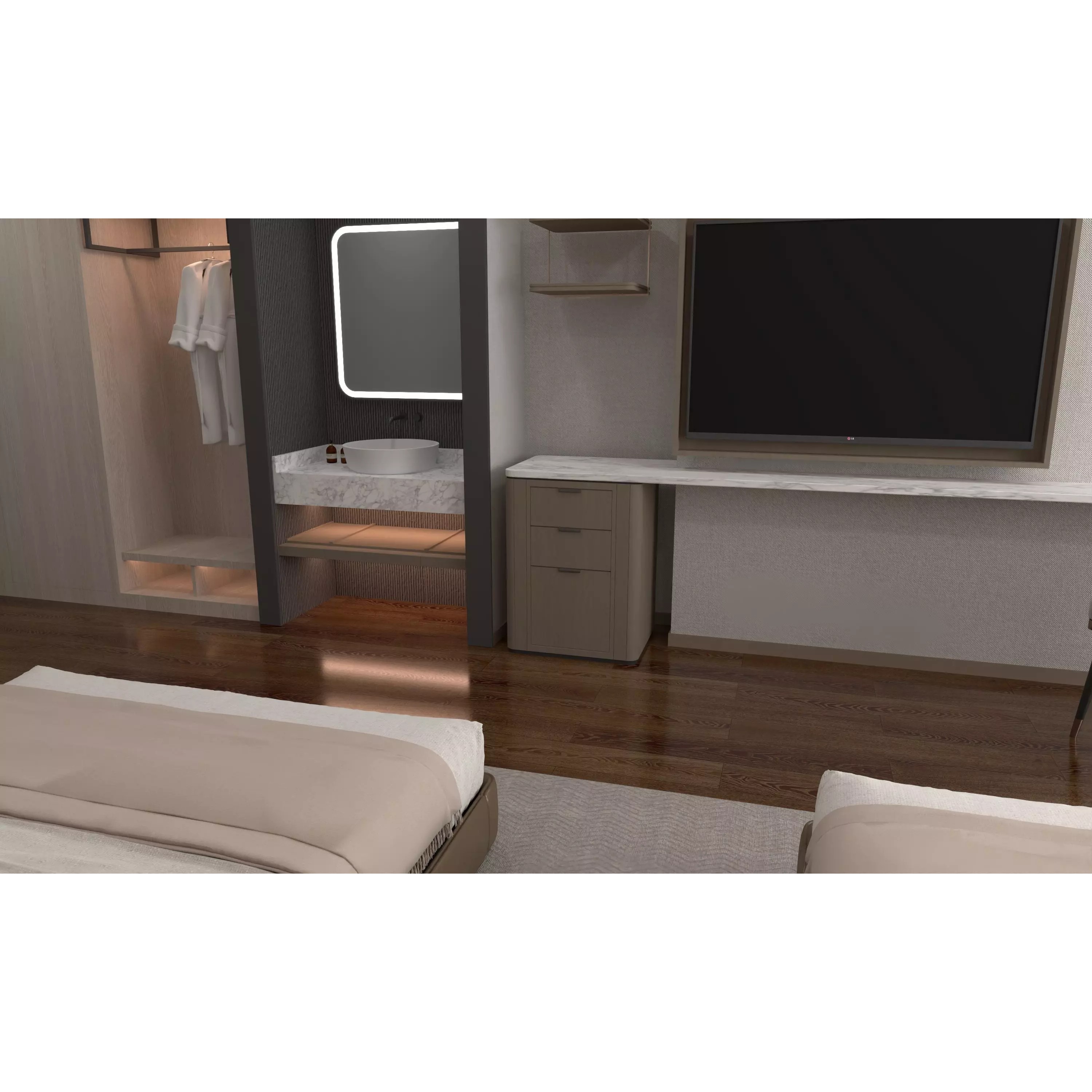 Hotel Bedroom 04 - Low-Poly Game-Ready 3D Model - View 7