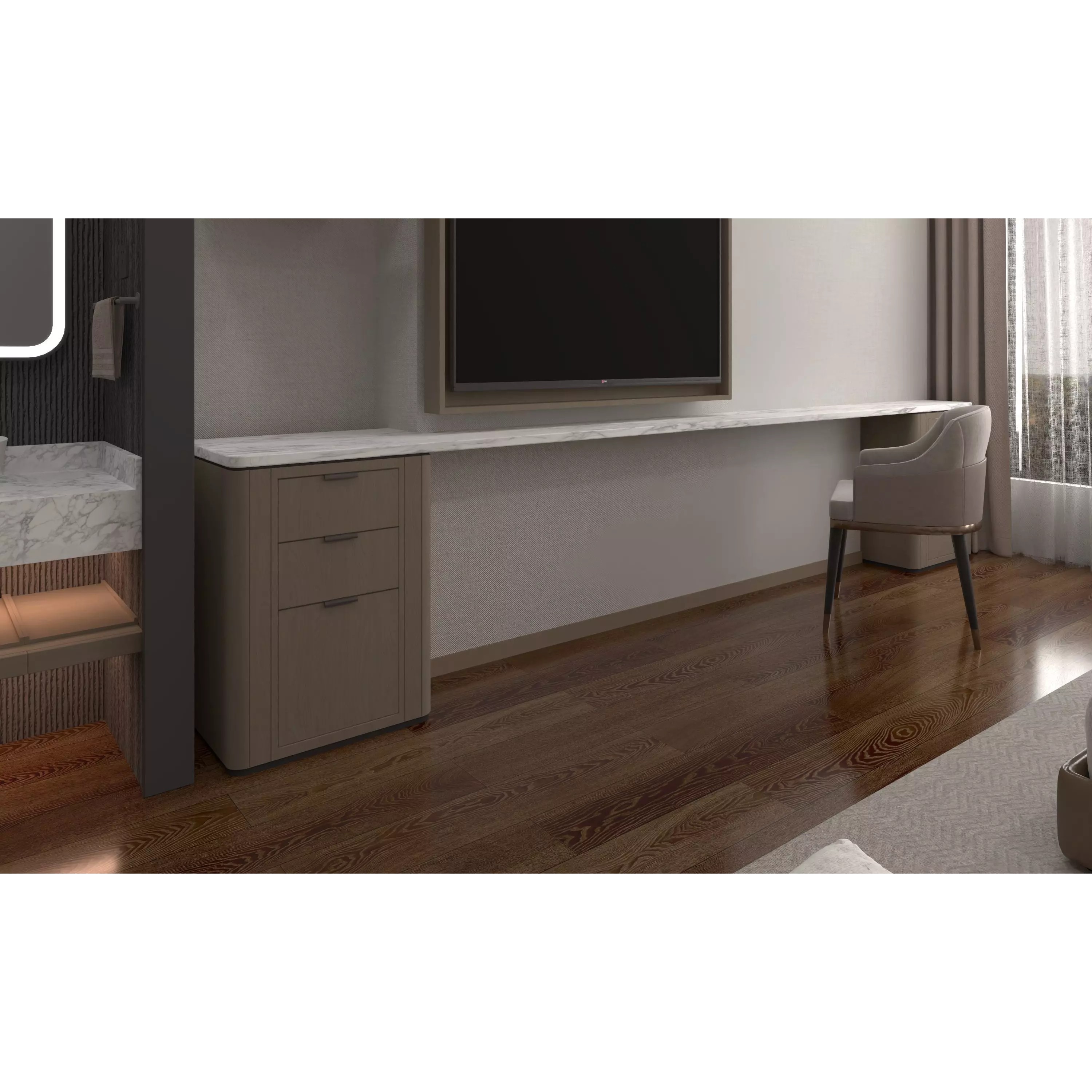 Hotel Bedroom 04 - Low-Poly Game-Ready 3D Model - View 8