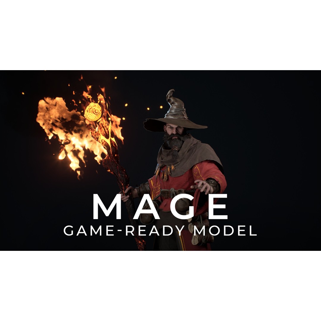 Modular Mage Sorcerer 3D Model – Low Poly Rigged Character, FBX