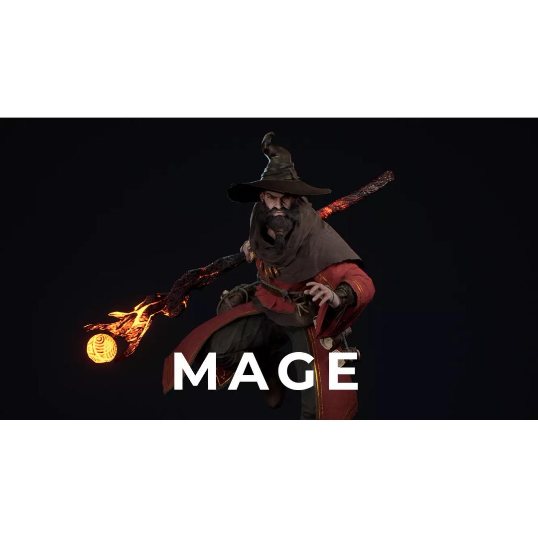 Modular Mage Sorcerer 3D Model – Low Poly Rigged Character, FBX - View 2
