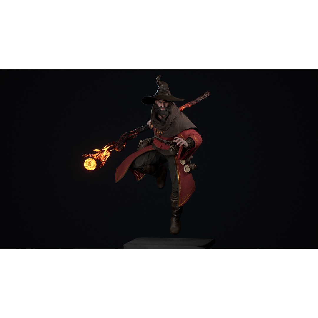 Modular Mage Sorcerer 3D Model – Low Poly Rigged Character, FBX - View 3