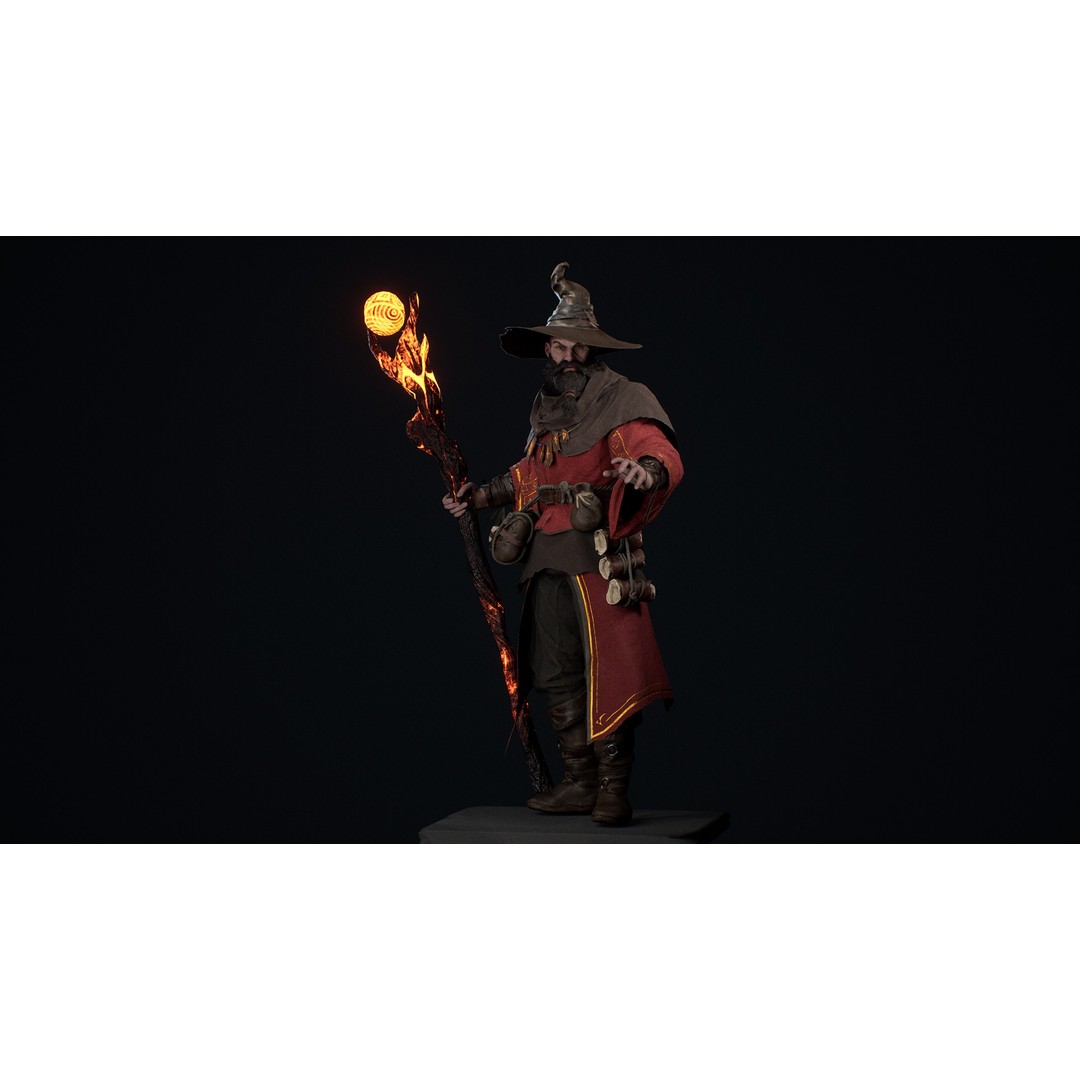 Modular Mage Sorcerer 3D Model – Low Poly Rigged Character, FBX - View 4
