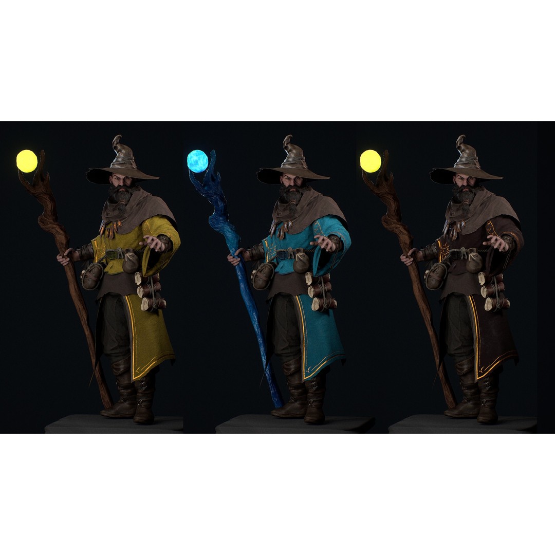 Modular Mage Sorcerer 3D Model – Low Poly Rigged Character, FBX - View 5