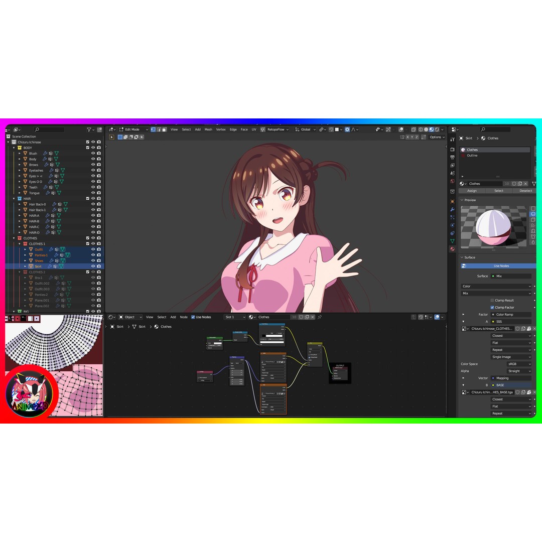 Chizuru Ichinose 3D Model – Rigged Character for Blender