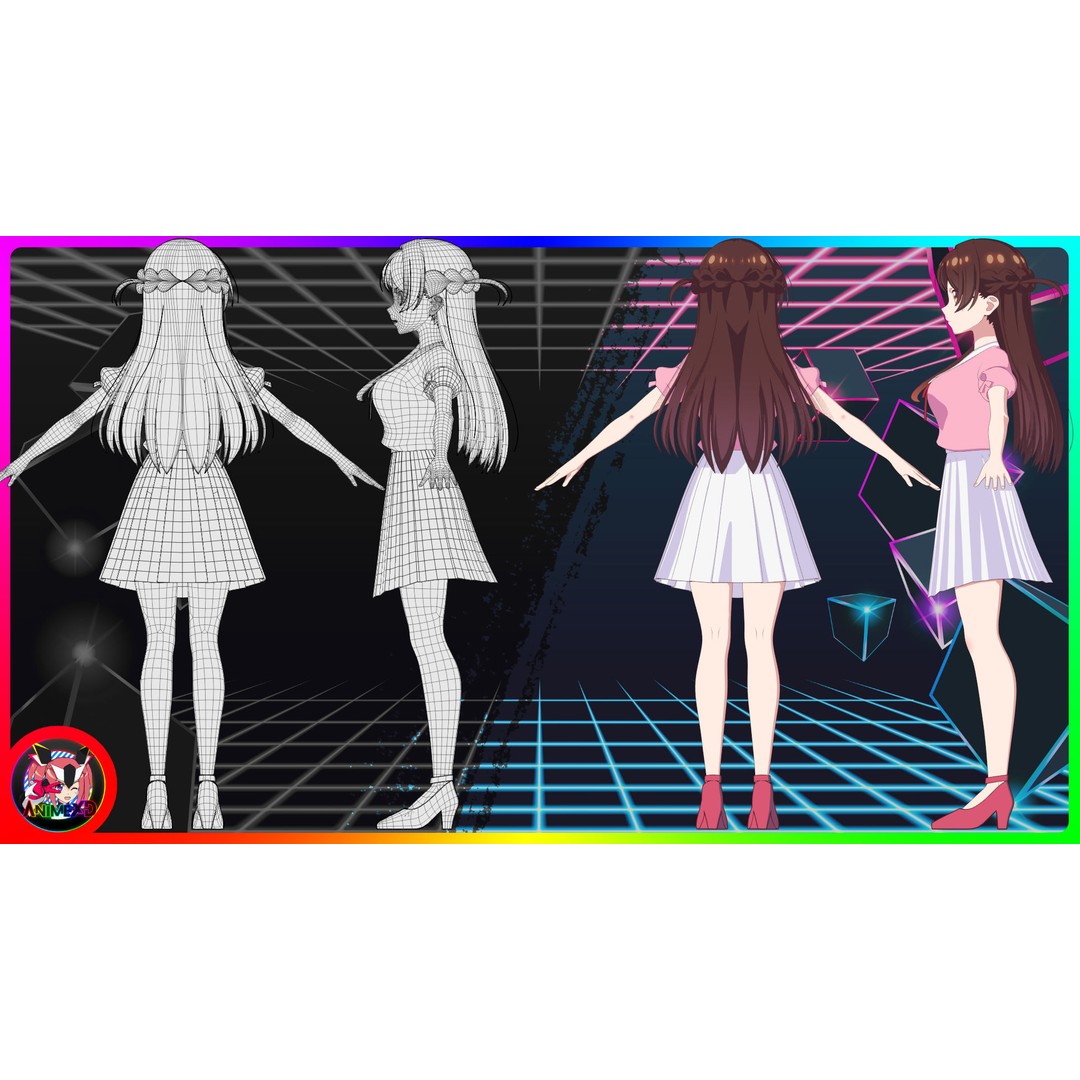Chizuru Ichinose 3D Model – Rigged Character for Blender - View 10