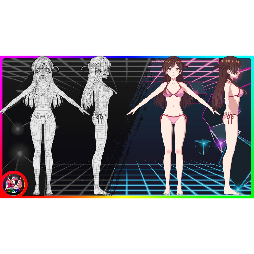 Chizuru Ichinose 3D Model – Rigged Character for Blender - View 11