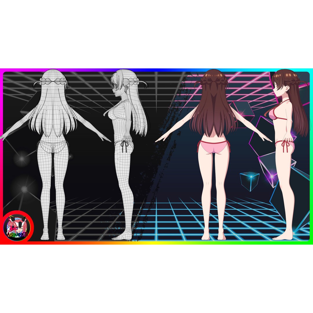 Chizuru Ichinose 3D Model – Rigged Character for Blender - View 12