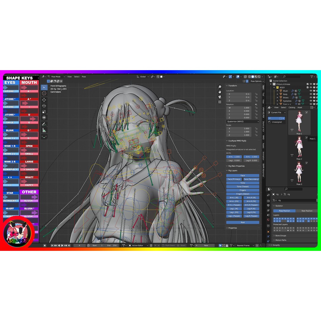 Chizuru Ichinose 3D Model – Rigged Character for Blender - View 14