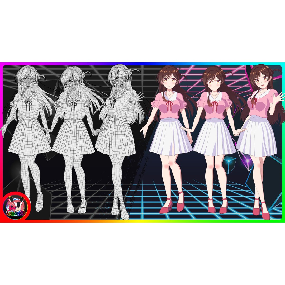 Chizuru Ichinose 3D Model – Rigged Character for Blender - View 7