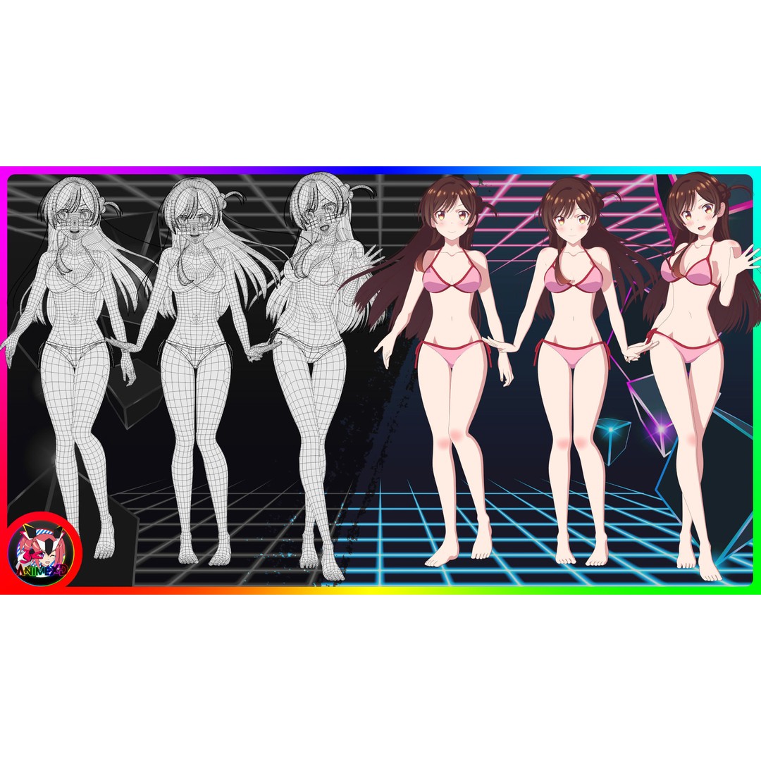 Chizuru Ichinose 3D Model – Rigged Character for Blender - View 8