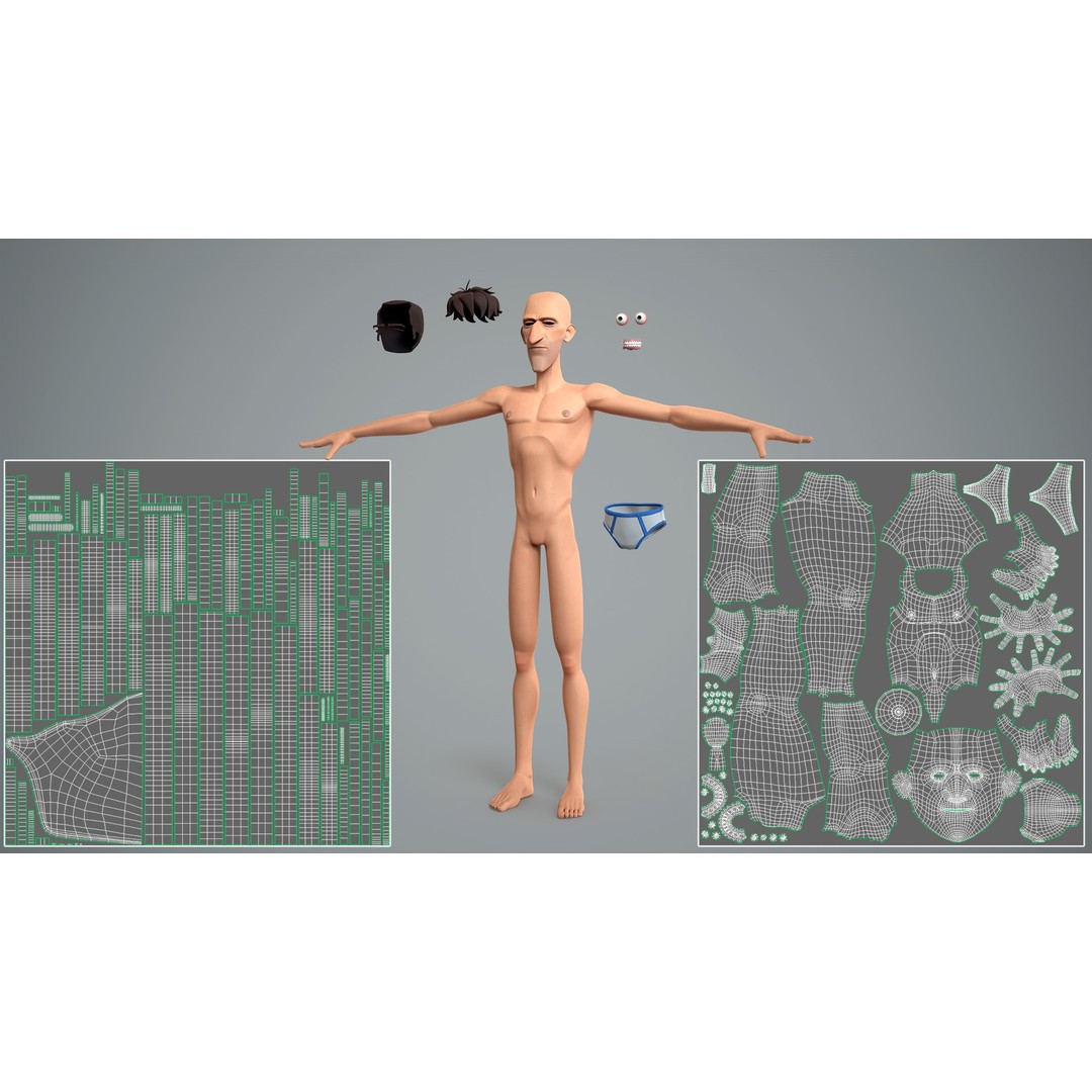 Cartoon Male Character 3D Model – Low Poly Rigged Game Asset, FBX
