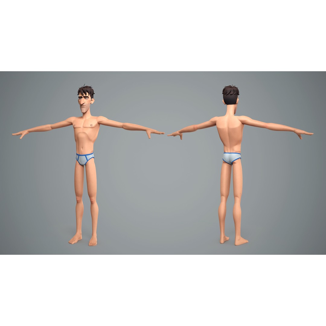 Cartoon Male Character 3D Model – Low Poly Rigged Game Asset, FBX - View 3