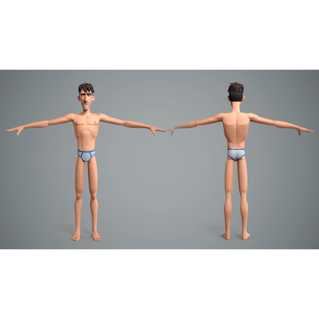 Cartoon Male Character 3D Model – Low Poly Rigged Game Asset, FBX - View 4