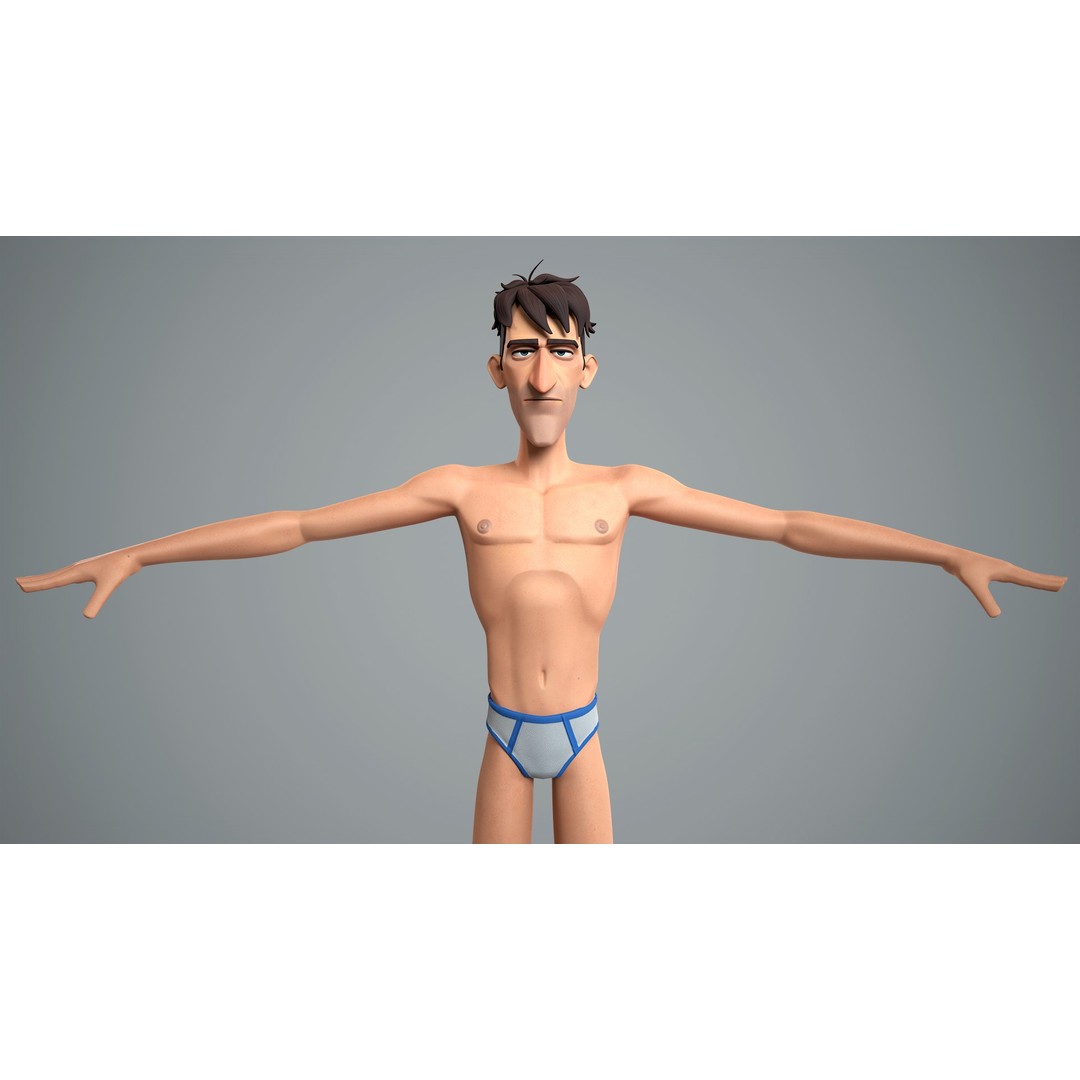 Cartoon Male Character 3D Model – Low Poly Rigged Game Asset, FBX - View 6