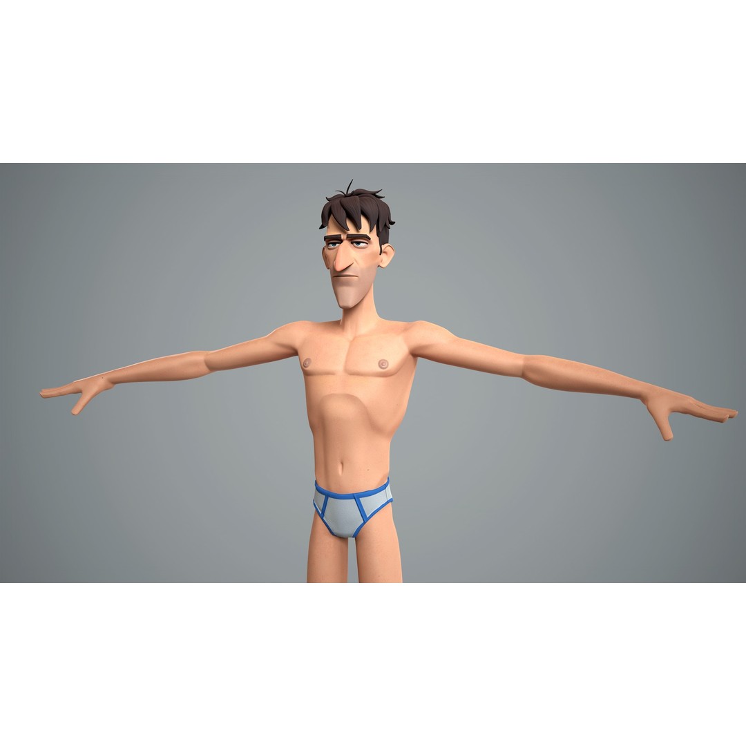 Cartoon Male Character 3D Model – Low Poly Rigged Game Asset, FBX - View 7
