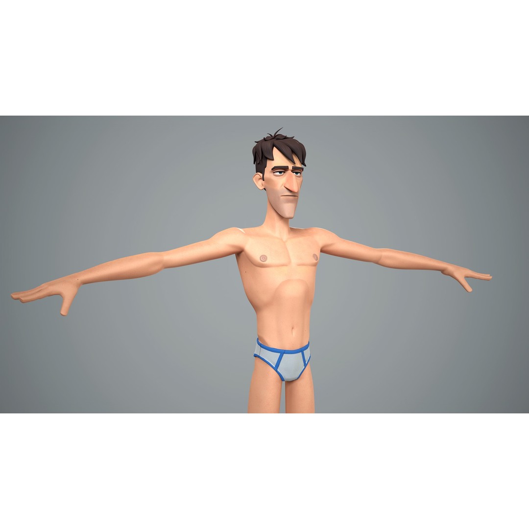 Cartoon Male Character 3D Model – Low Poly Rigged Game Asset, FBX - View 8