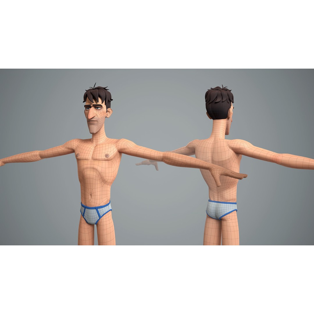 Cartoon Male Character 3D Model – Low Poly Rigged Game Asset, FBX - View 9
