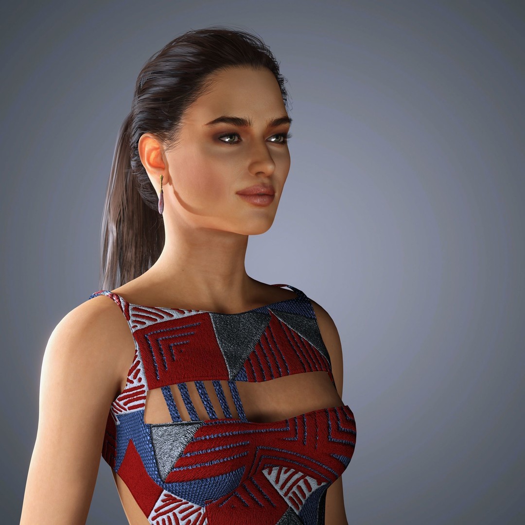 Irina Shayk 3D Model – Low Poly Rigged Character for Animation, FBX, OBJ - View 12
