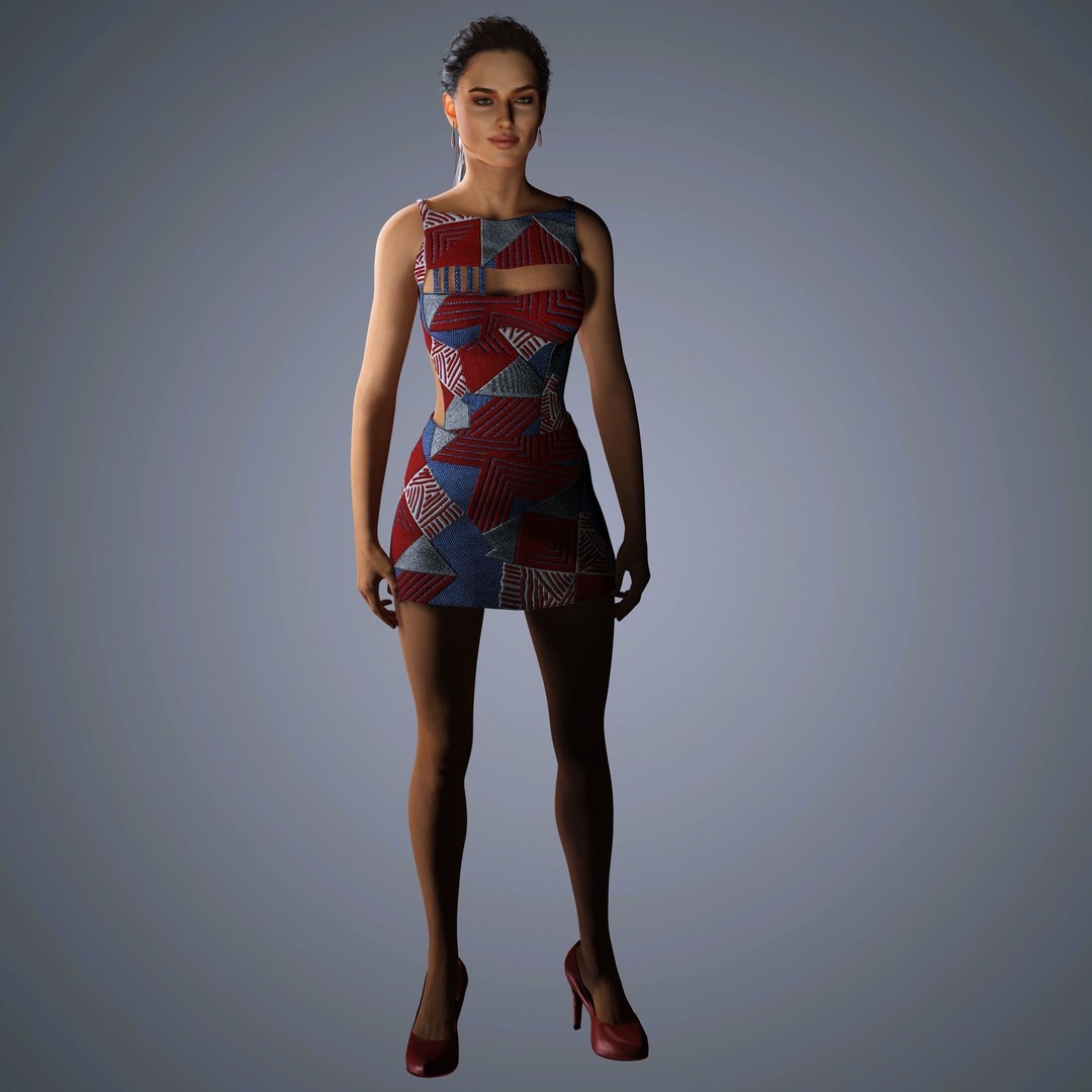Irina Shayk 3D Model – Low Poly Rigged Character for Animation, FBX, OBJ - View 14