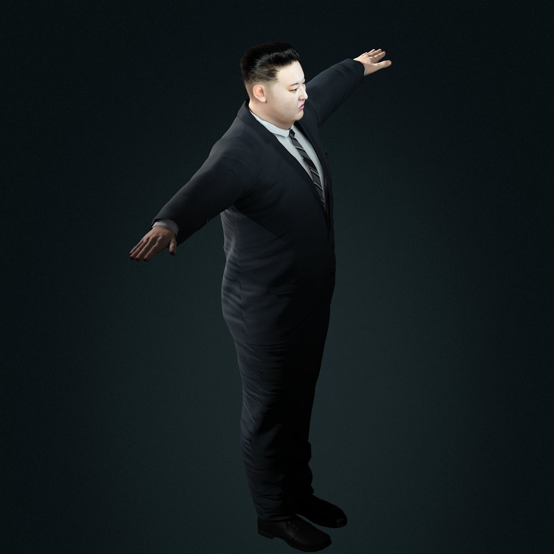 Kim Jong Un 3D Model – Hyper Realistic Low-Poly Character, FBX, OBJ, Rigged - View 10