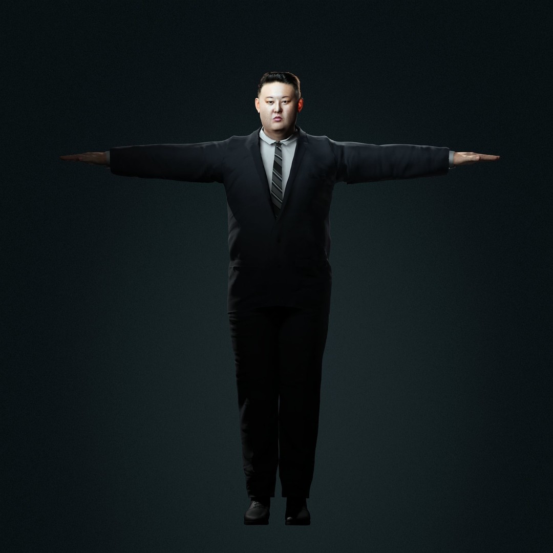 Kim Jong Un 3D Model – Hyper Realistic Low-Poly Character, FBX, OBJ, Rigged - View 12