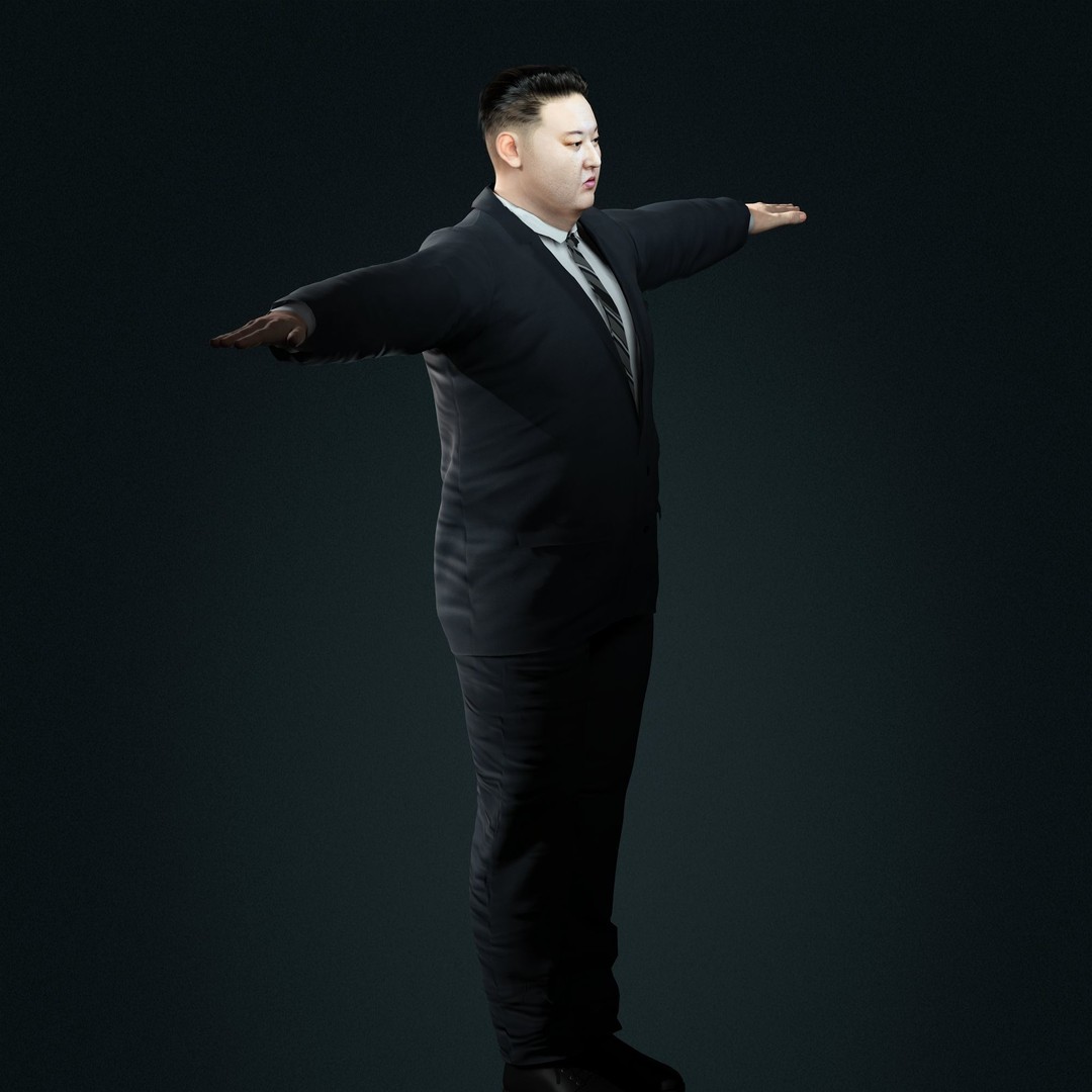 Kim Jong Un 3D Model – Hyper Realistic Low-Poly Character, FBX, OBJ, Rigged - View 13