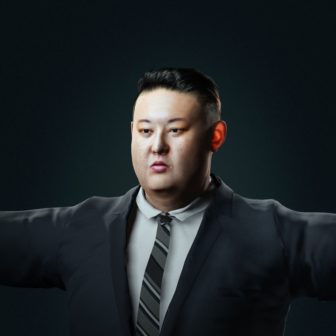 Kim Jong Un 3D Model – Hyper Realistic Low-Poly Character, FBX, OBJ, Rigged - View 4