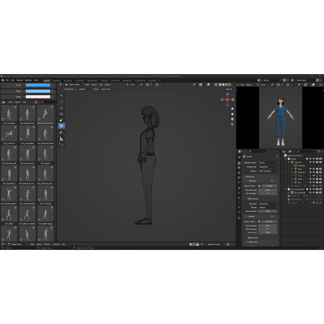 Cartoon Woman 3D Model – Rigged Low-Poly Character for Animation - View 18