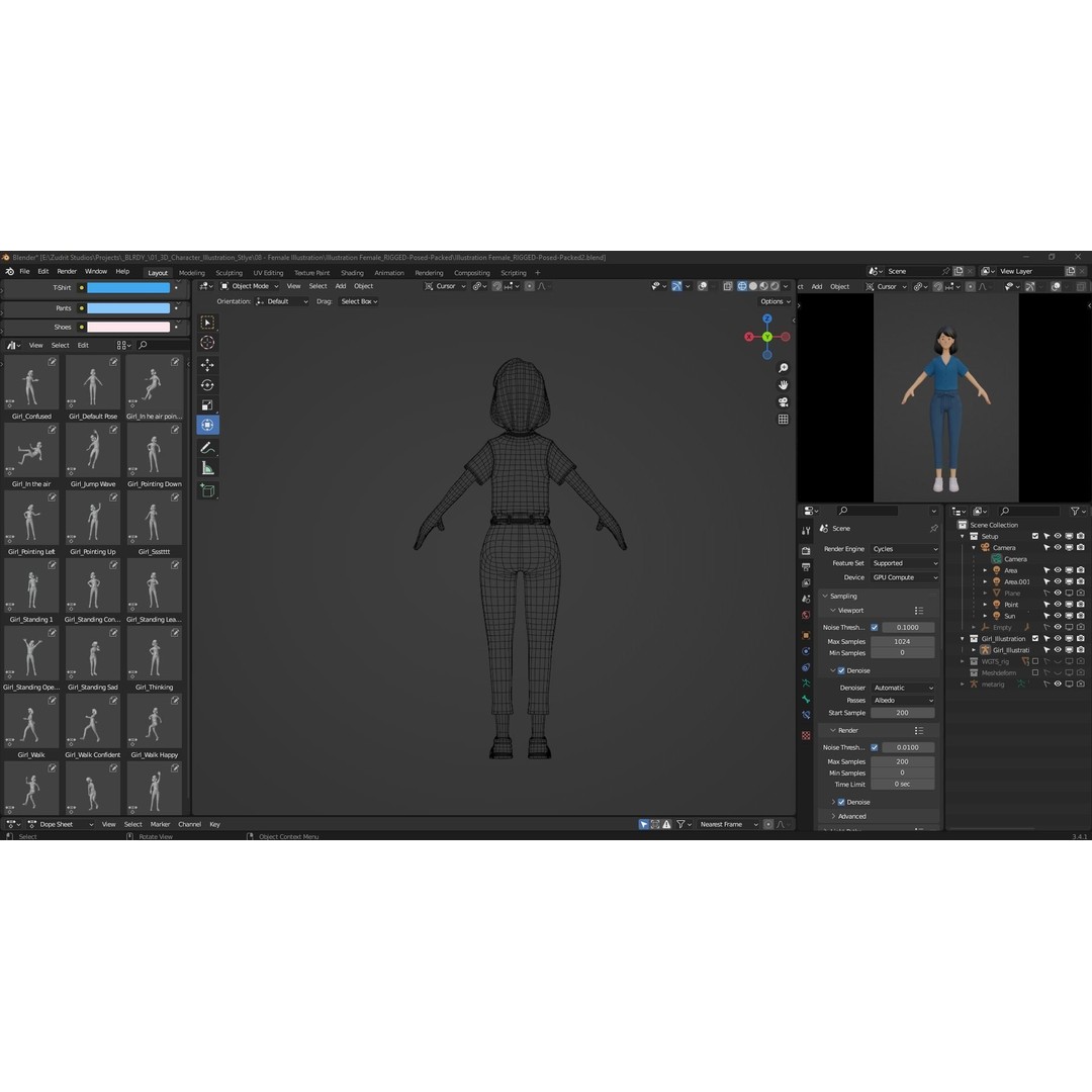 Cartoon Woman 3D Model – Rigged Low-Poly Character for Animation - View 19