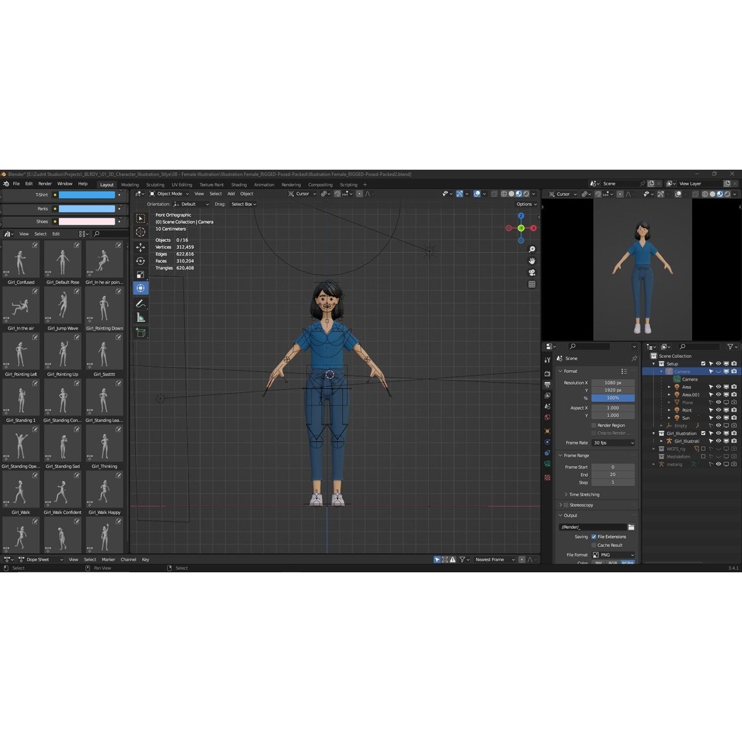 Cartoon Woman 3D Model – Rigged Low-Poly Character for Animation - View 21