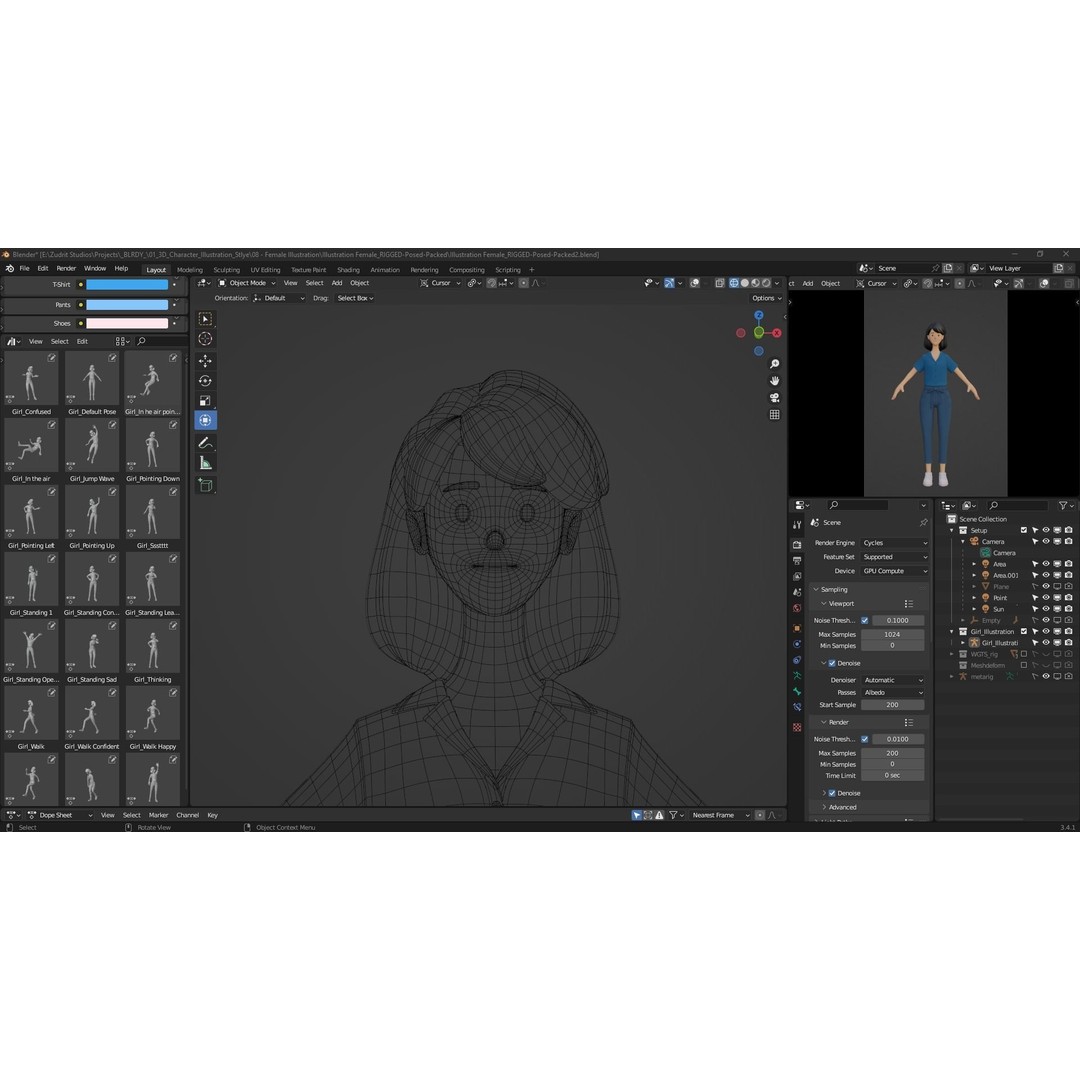Cartoon Woman 3D Model – Rigged Low-Poly Character for Animation - View 23