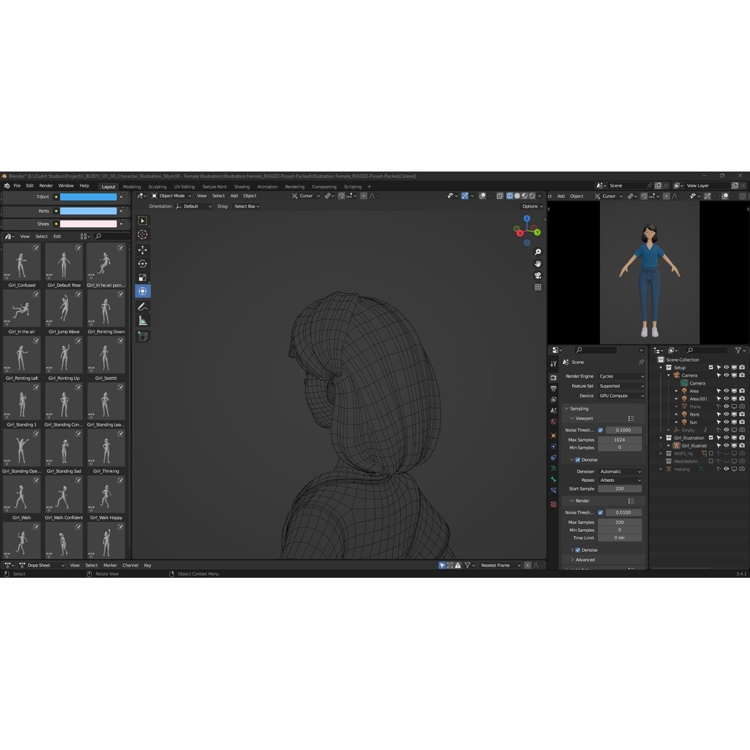 Cartoon Woman 3D Model – Rigged Low-Poly Character for Animation - View 24