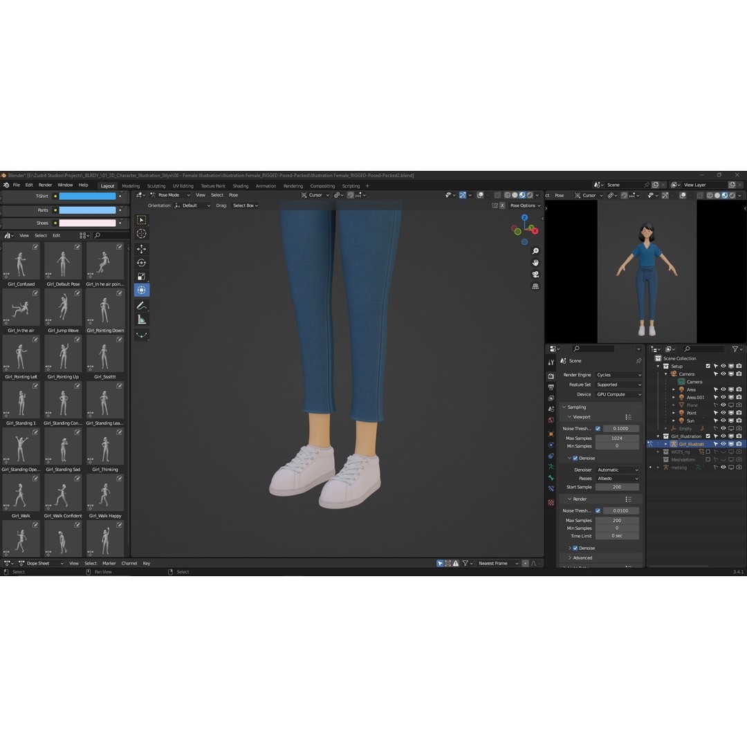 Cartoon Woman 3D Model – Rigged Low-Poly Character for Animation - View 29
