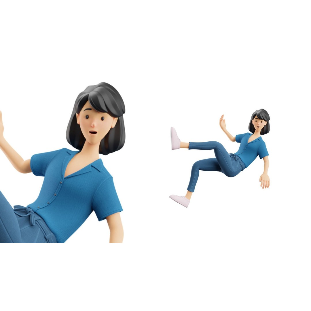 Cartoon Woman 3D Model – Rigged Low-Poly Character for Animation - View 8