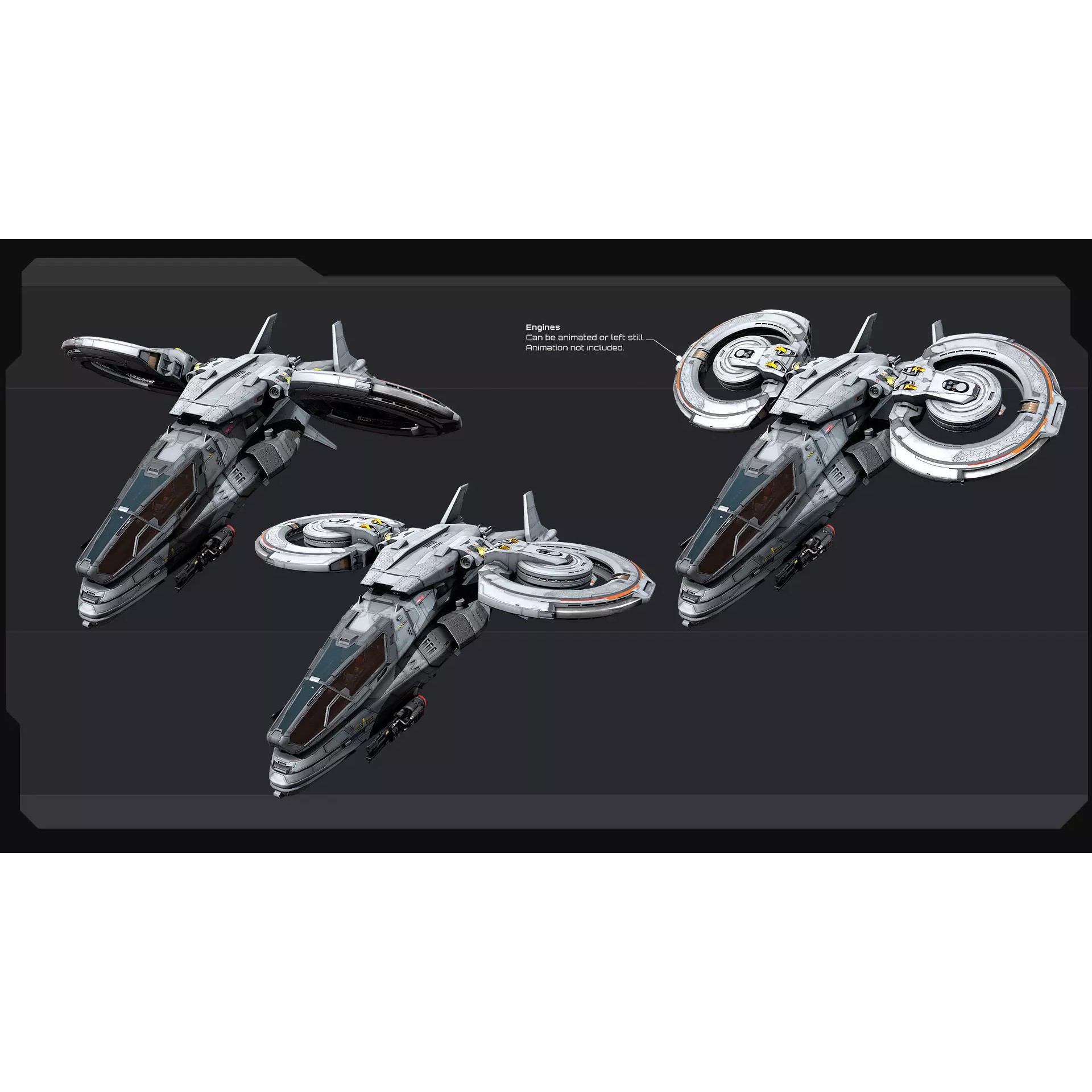 VTOL - Stealth Fighter - Low-Poly Game-Ready 3D Model - View 8