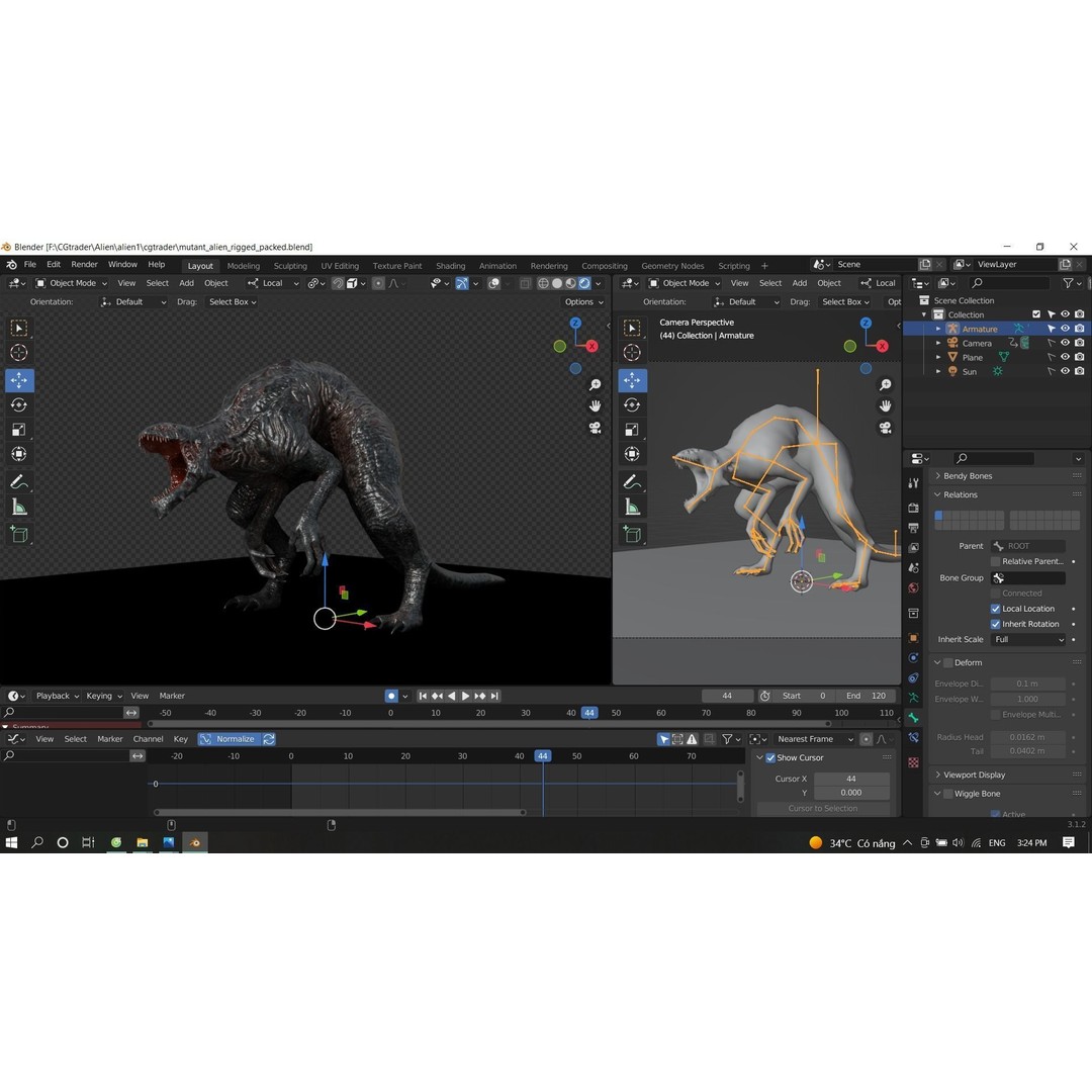 Obscurux-X Mutant Alien Creature 3D Model – Low Poly Rigged Animation - View 37
