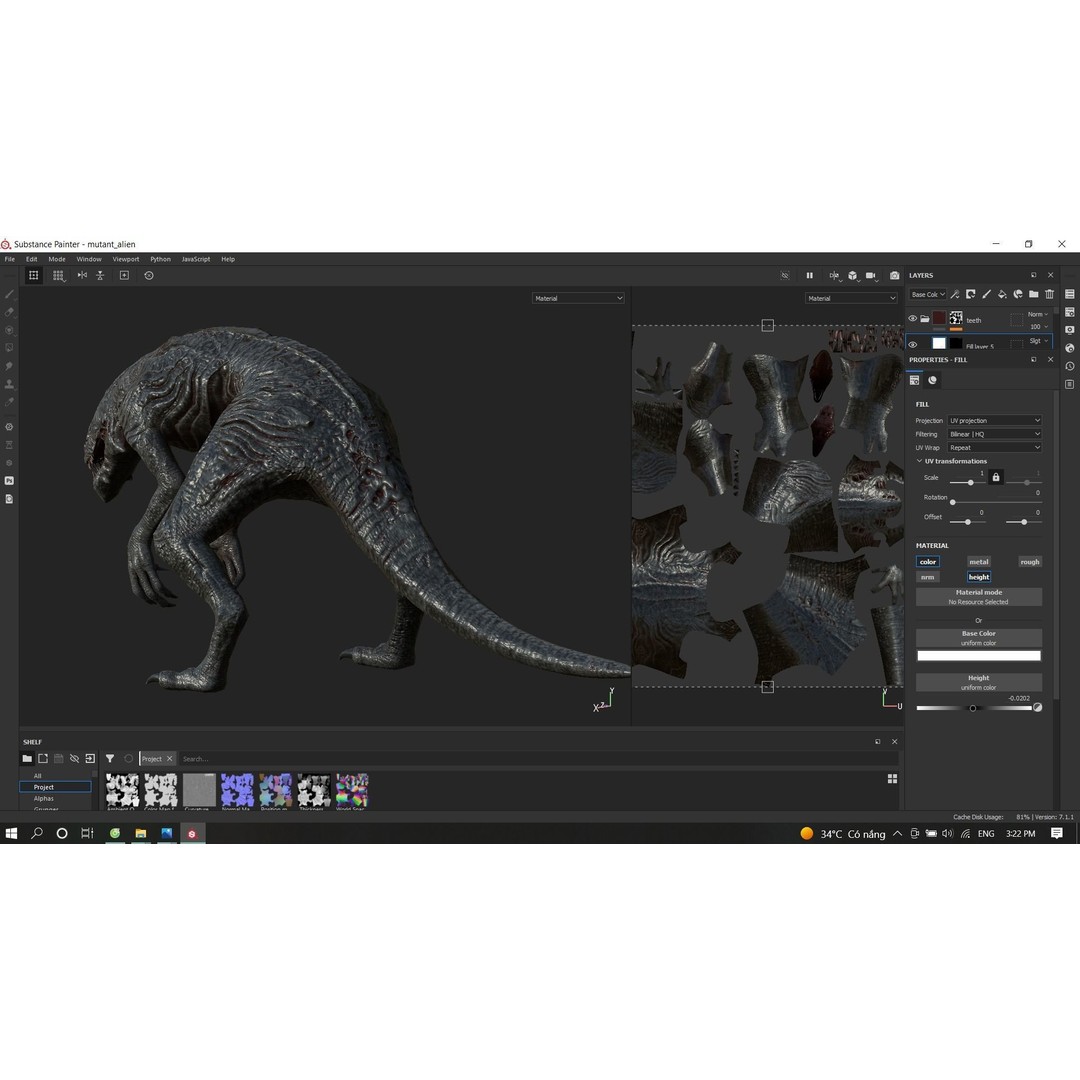 Obscurux-X Mutant Alien Creature 3D Model – Low Poly Rigged Animation - View 40