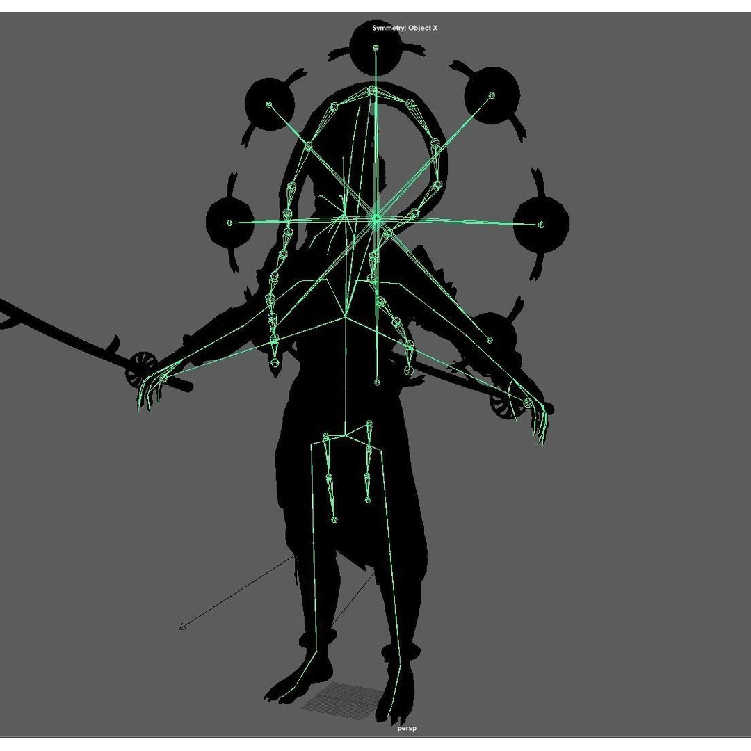 Demon God Raijin 3D Model – Low Poly Game Character, Rigged, FBX