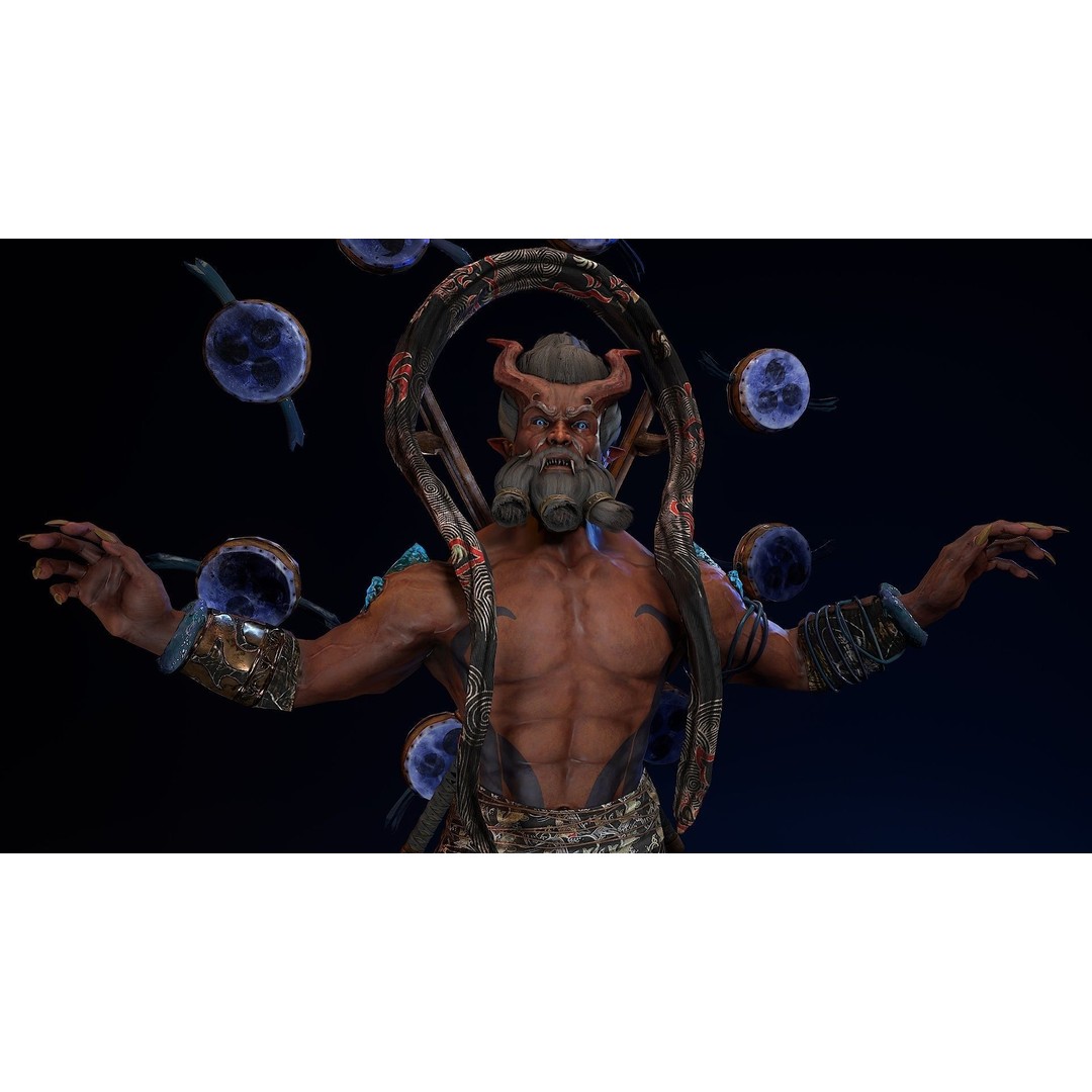 Demon God Raijin 3D Model – Low Poly Game Character, Rigged, FBX - View 10