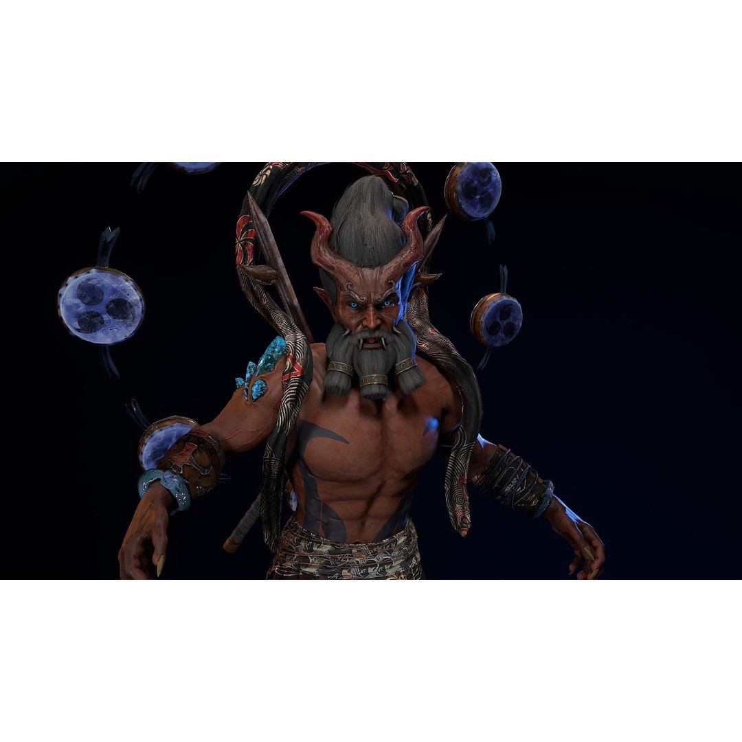 Demon God Raijin 3D Model – Low Poly Game Character, Rigged, FBX - View 11