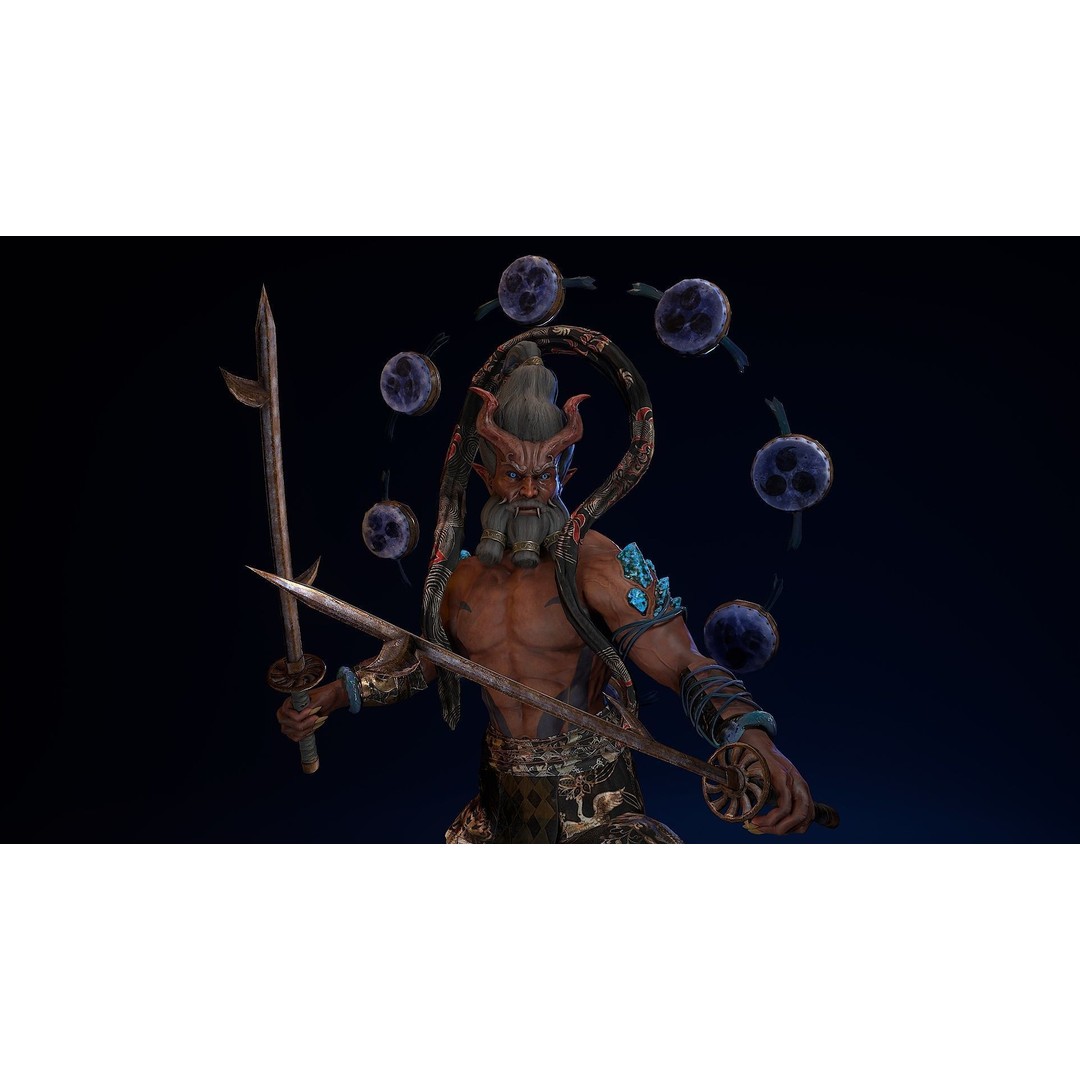 Demon God Raijin 3D Model – Low Poly Game Character, Rigged, FBX - View 12